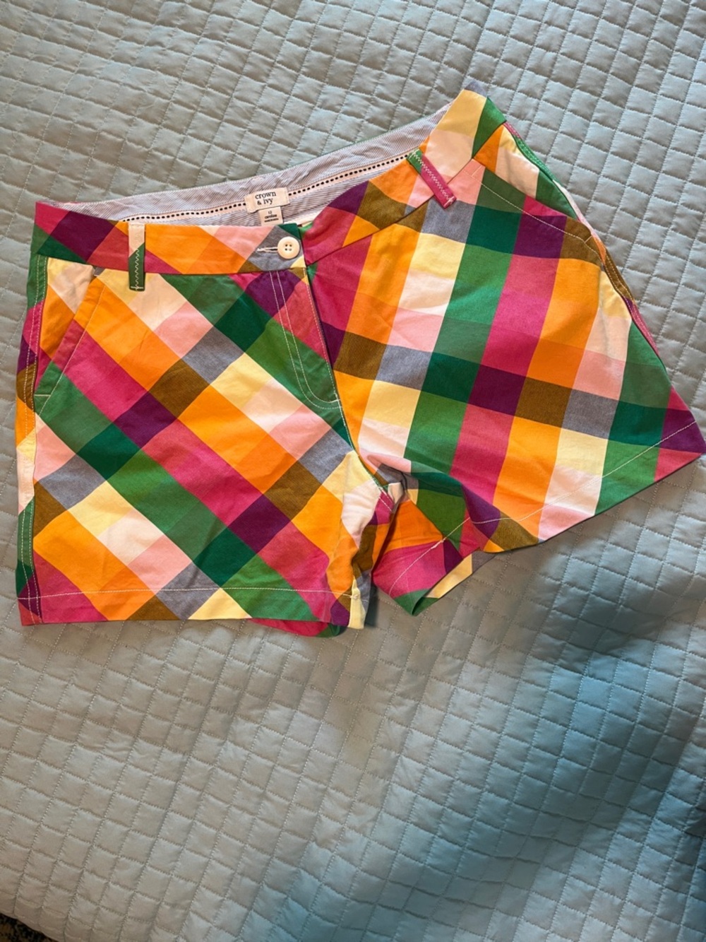 crown & ivy Bright Multi-Color Plaid Women’s Shorts
